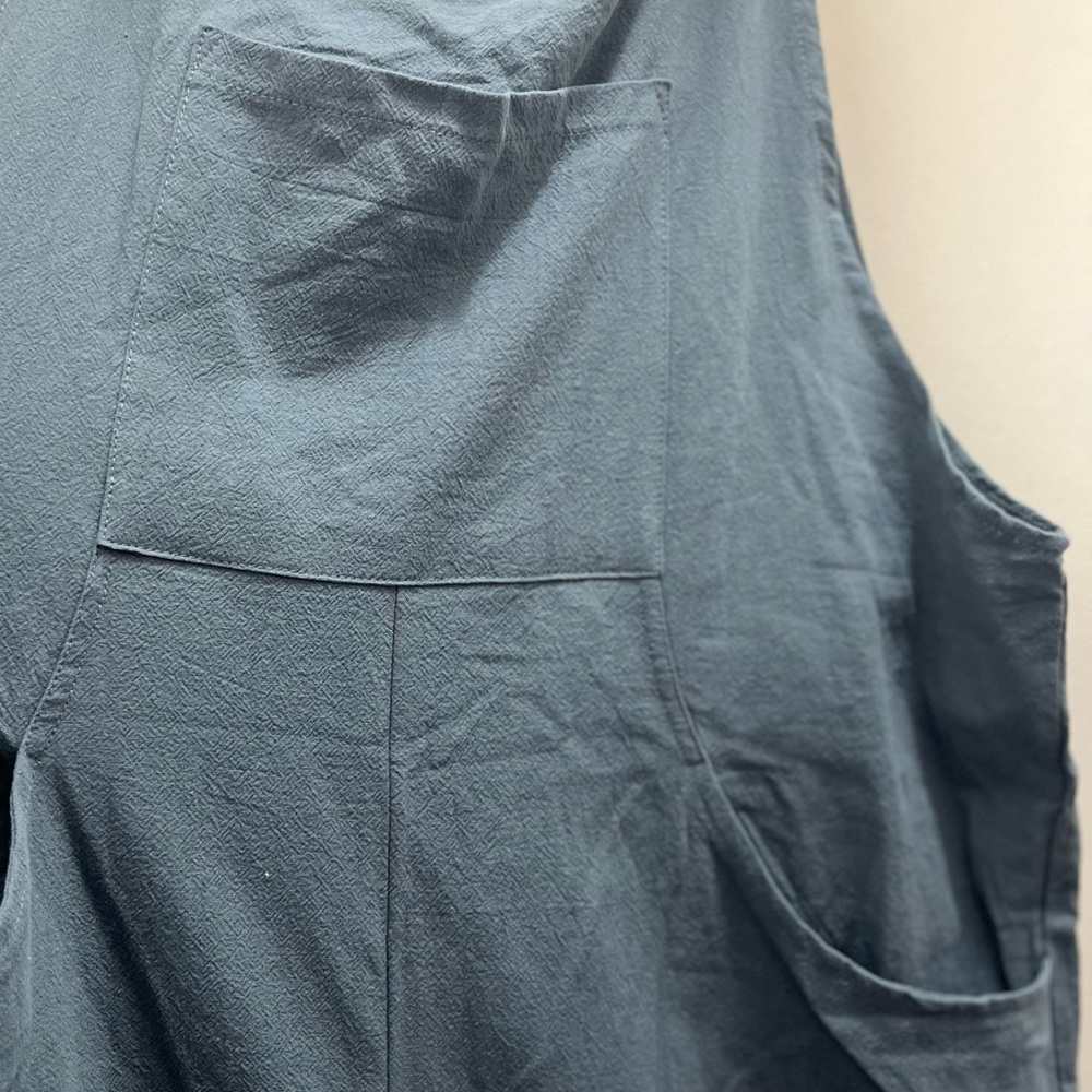 Women’s Bluish Gray Casual Loose Fit Wide Leg Jumpsuit With Adjustable Straps - Picture 7 of 11